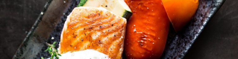 Grilled Halibut with Peach and Pepper Salsa