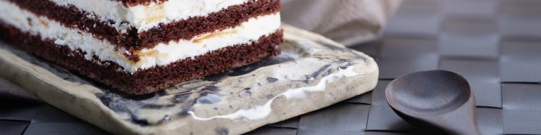 Dark chocolate pudding with malted cream