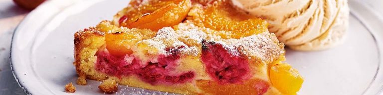 Apricot and raspberry clafoutis