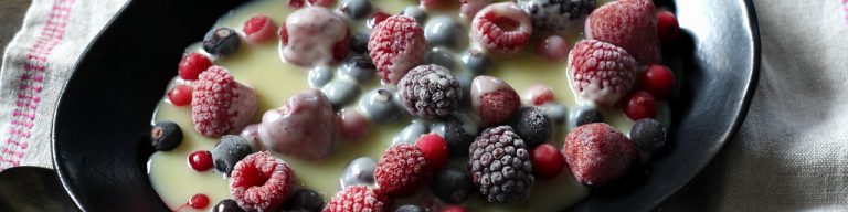 Iced berries with limoncello white chocolate sauce