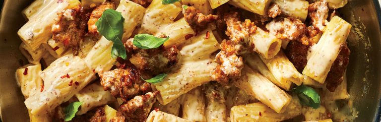 Pasta with Sausage, Basil and Mustard