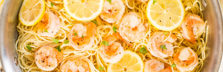 Lemon Butter Garlic Shrimp with Angel Hair Pasta