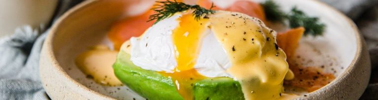 Keto eggs Benedict on avocado