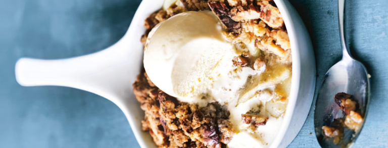 APPLE, HONEY, PECAN AND GINGER CRUMBLES