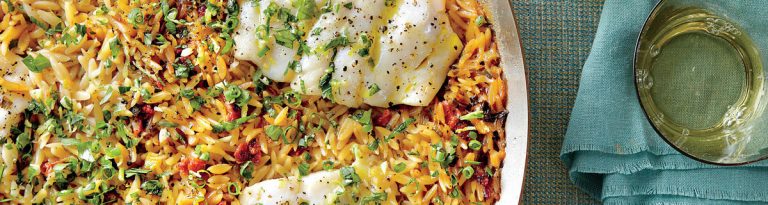 Skillet Orzo with Fish and Herbs