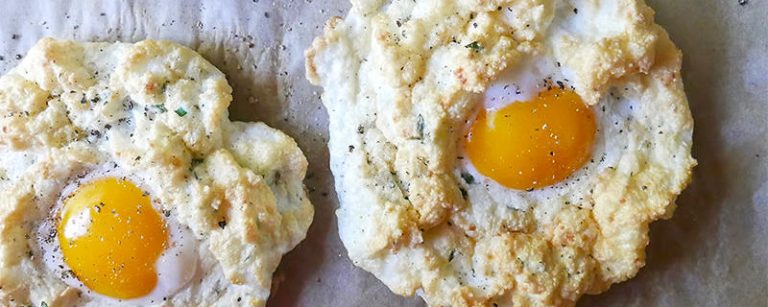 Cheese and herb cloud eggs