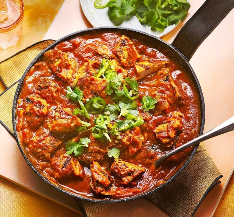 Take a homemade chicken curry to the next level by barbecuing the chicken pieces to give a deep, charred flavour