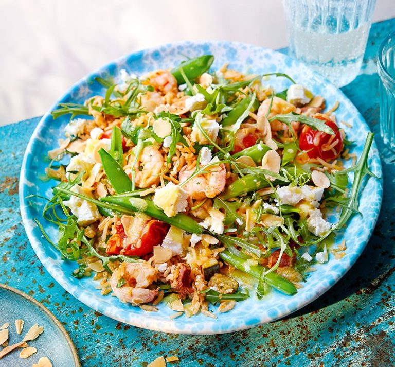   Prawn, sugar snap pea & feta salad 
