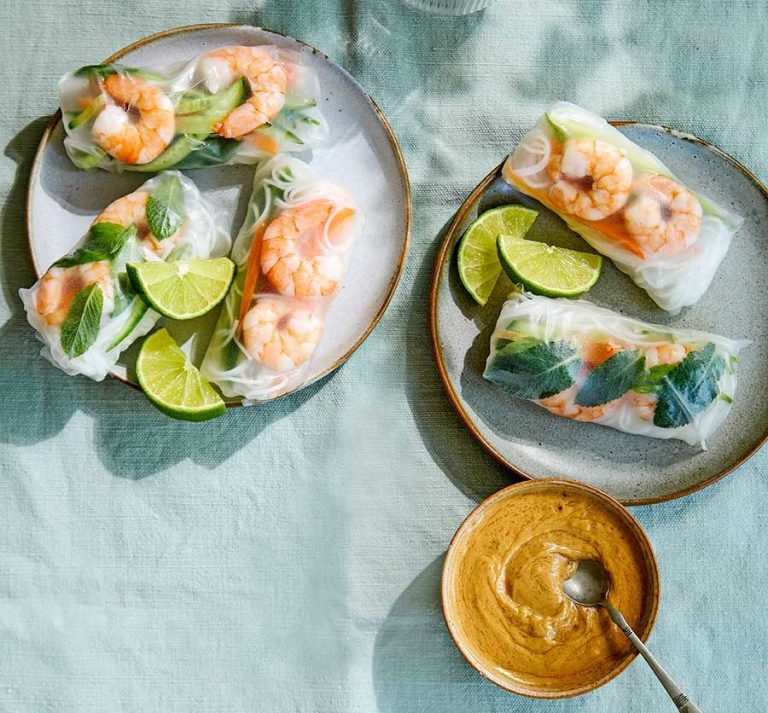 Summer rolls with peanut dipping sauce