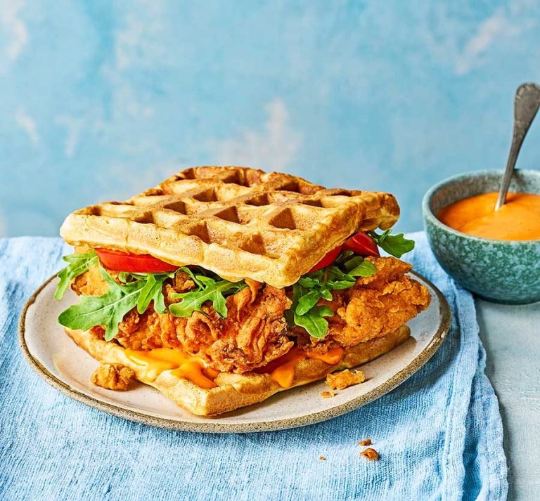 Fried chicken waffle sandwich