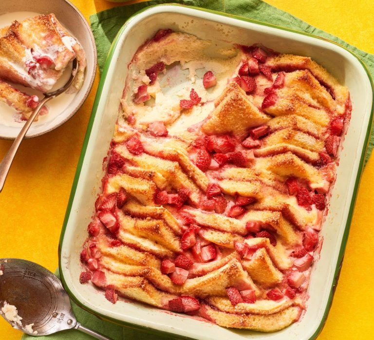 Strawberries & cream bread & butter puddin