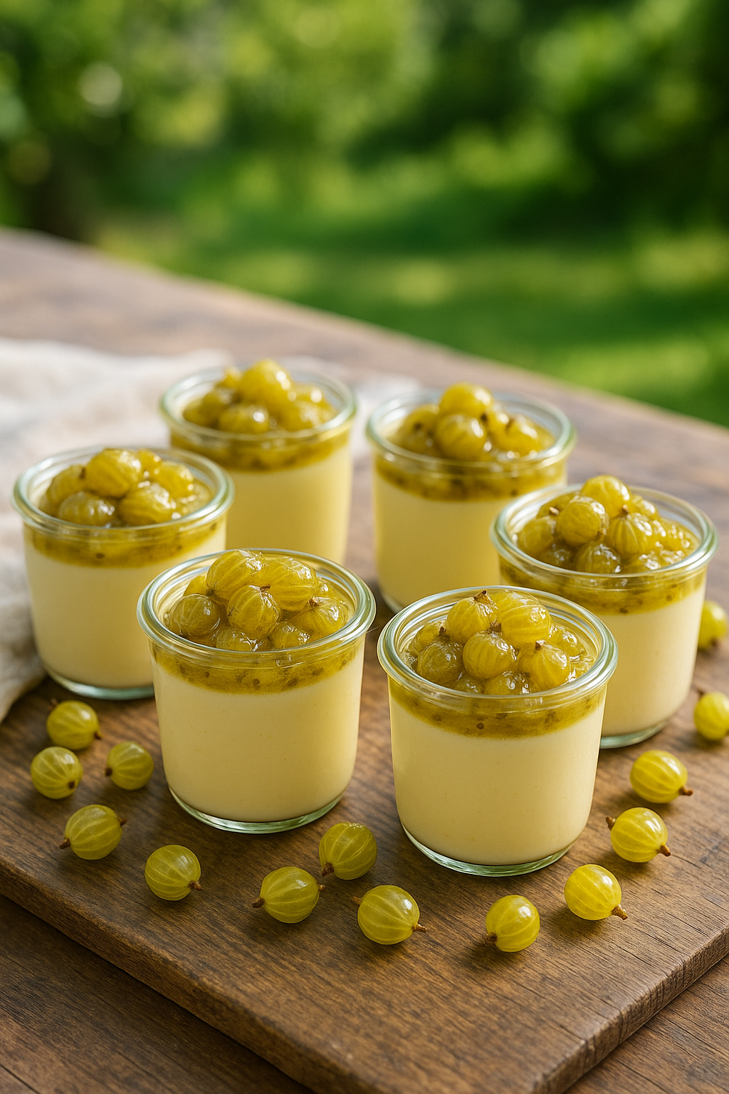 Elderflower posset with gooseberries