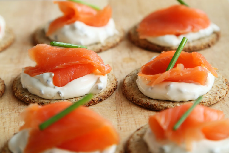 Smoked Salmon Canapés on Rye Crisps