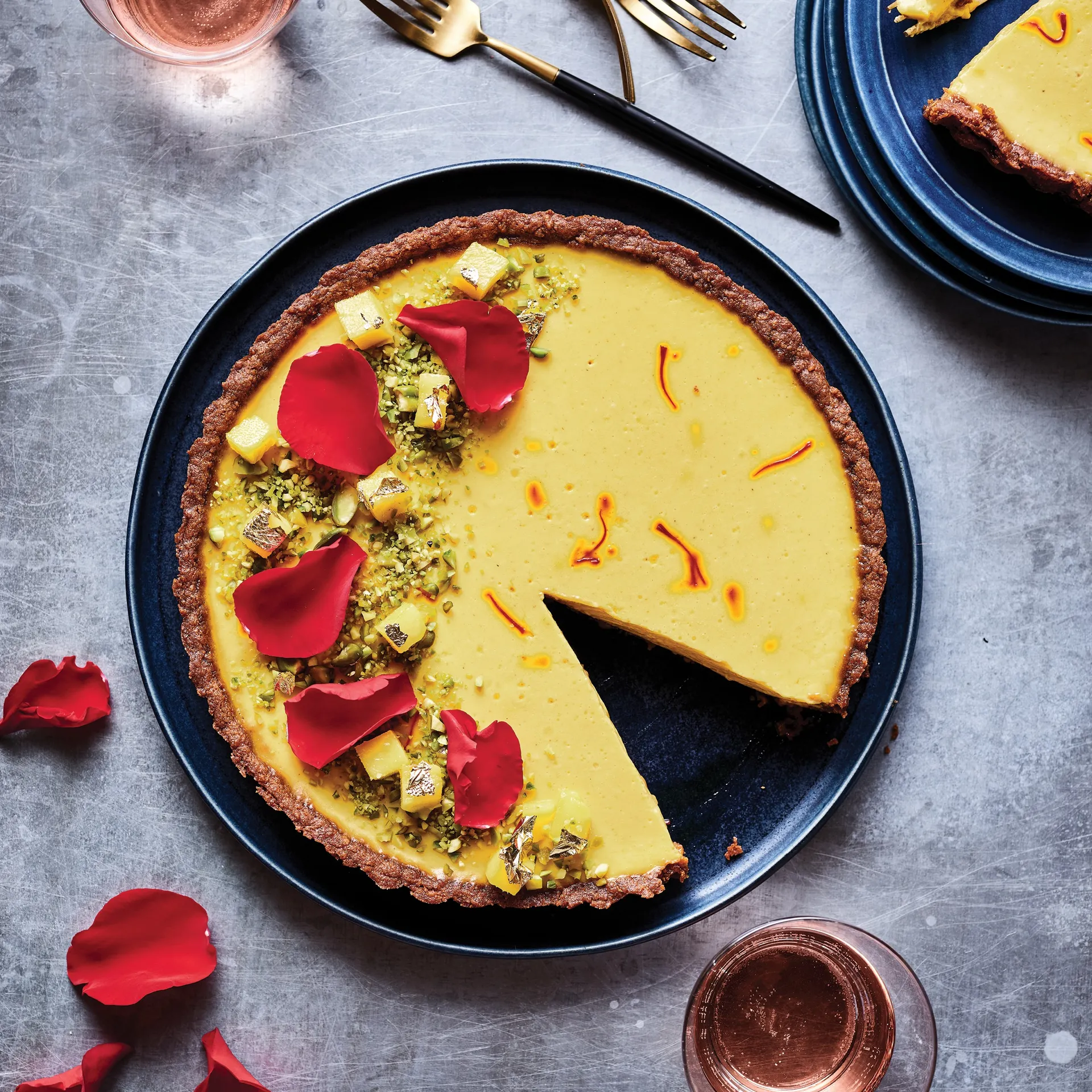 Mango Shrikhand Panna Cotta Tart