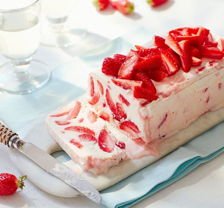 Strawberry & elderflower semifreddo