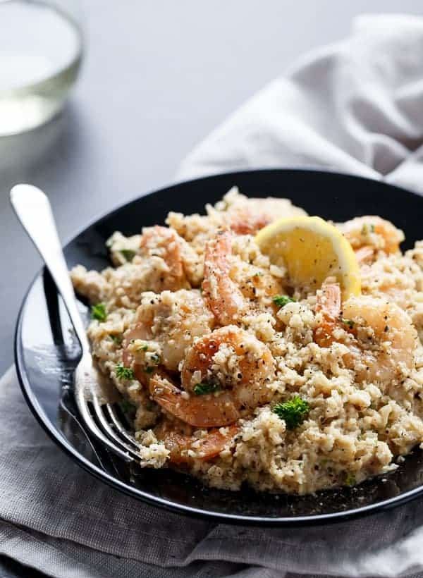 Creamy Garlic Shrimp Cauliflower Rice Risotto