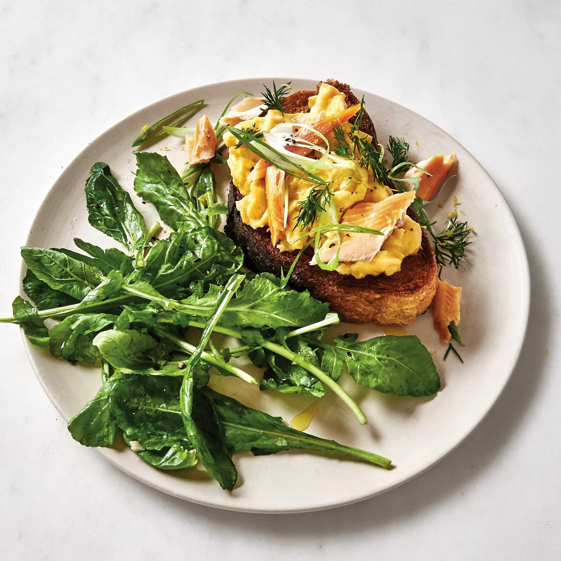 Trout Toast with Soft Scrambled Eggs
