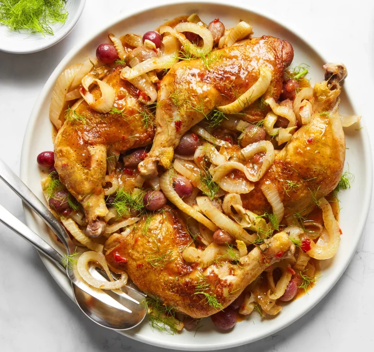 Braised Chicken Legs With Grapes and Fennel