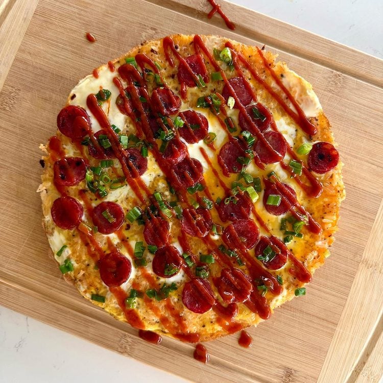 Crispy Rice Omelet Pizza