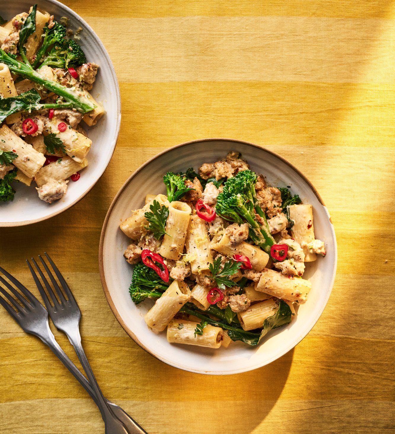 Sausage, broccoli & chilli pasta