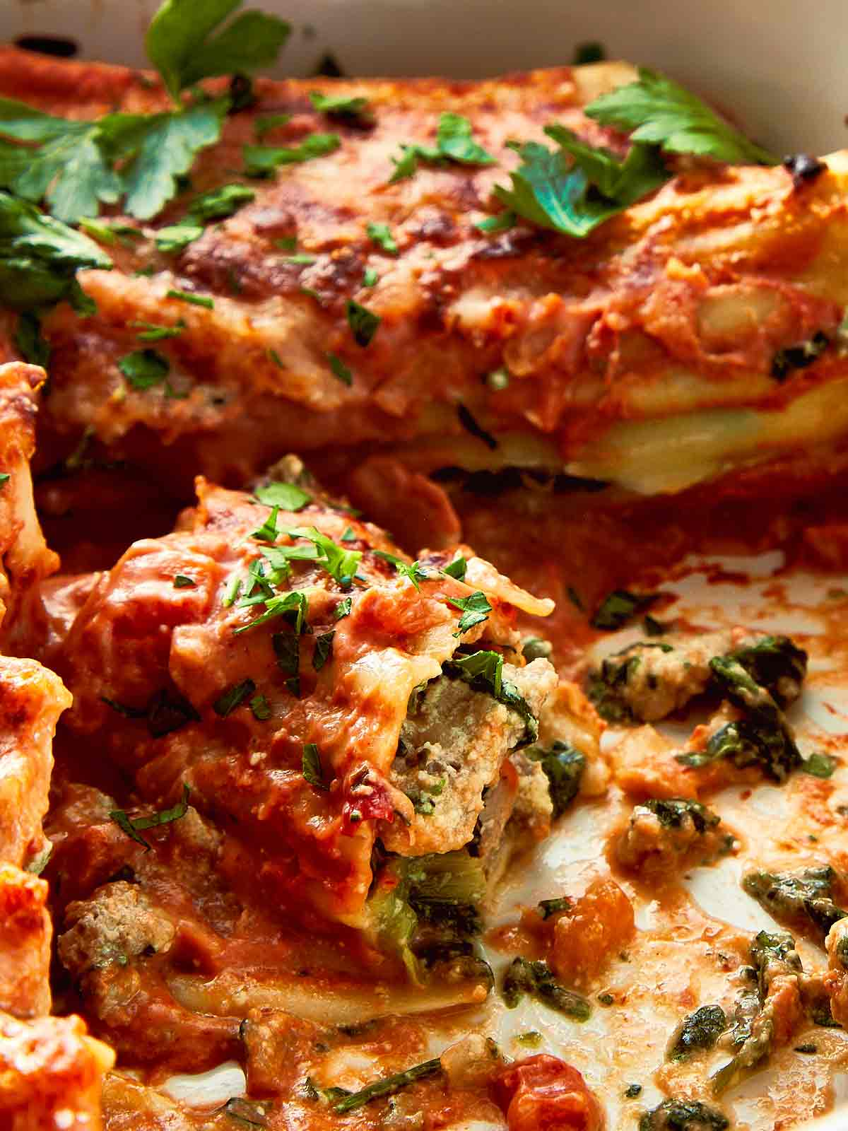 Creamy Turkey & Spinach Cannelloni (Low Fat)