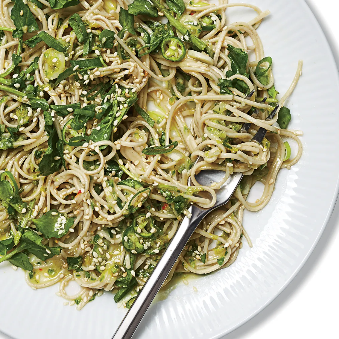 Soba With Green Chile Pesto