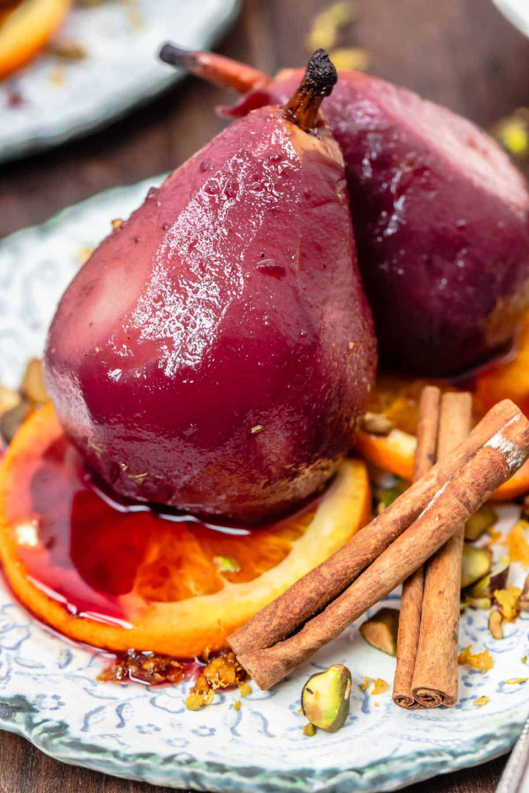 Red Wine Poached Pears