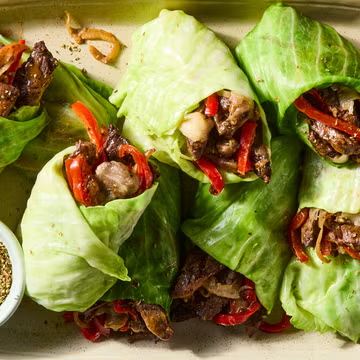 Philly Cheesesteak Cabbage Wraps