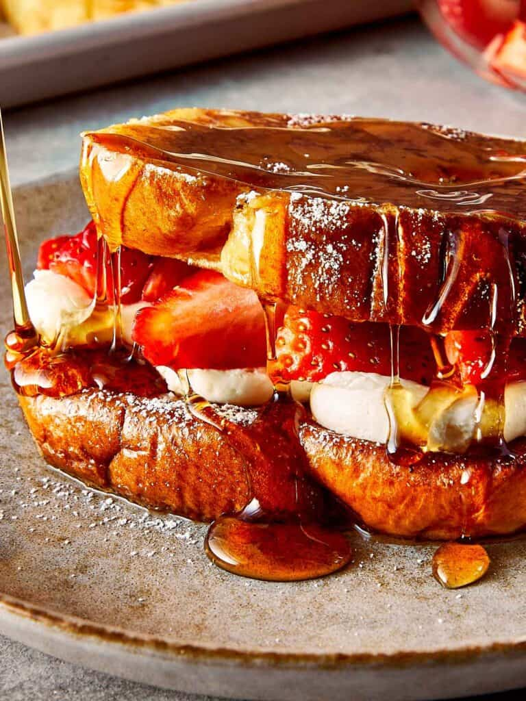 Strawberries and Cream Stuffed French Toast