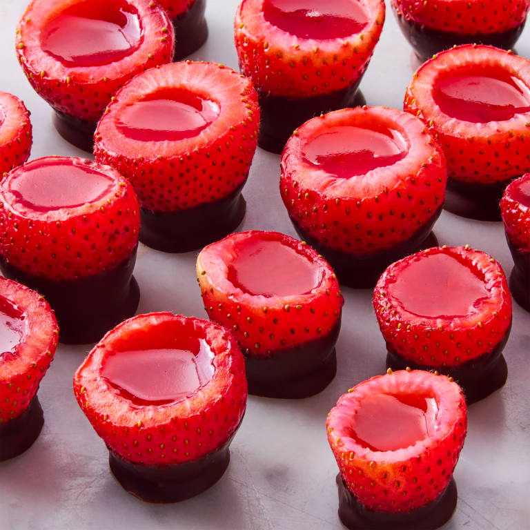 Chocolate-Covered Strawberry Jell-O Shots