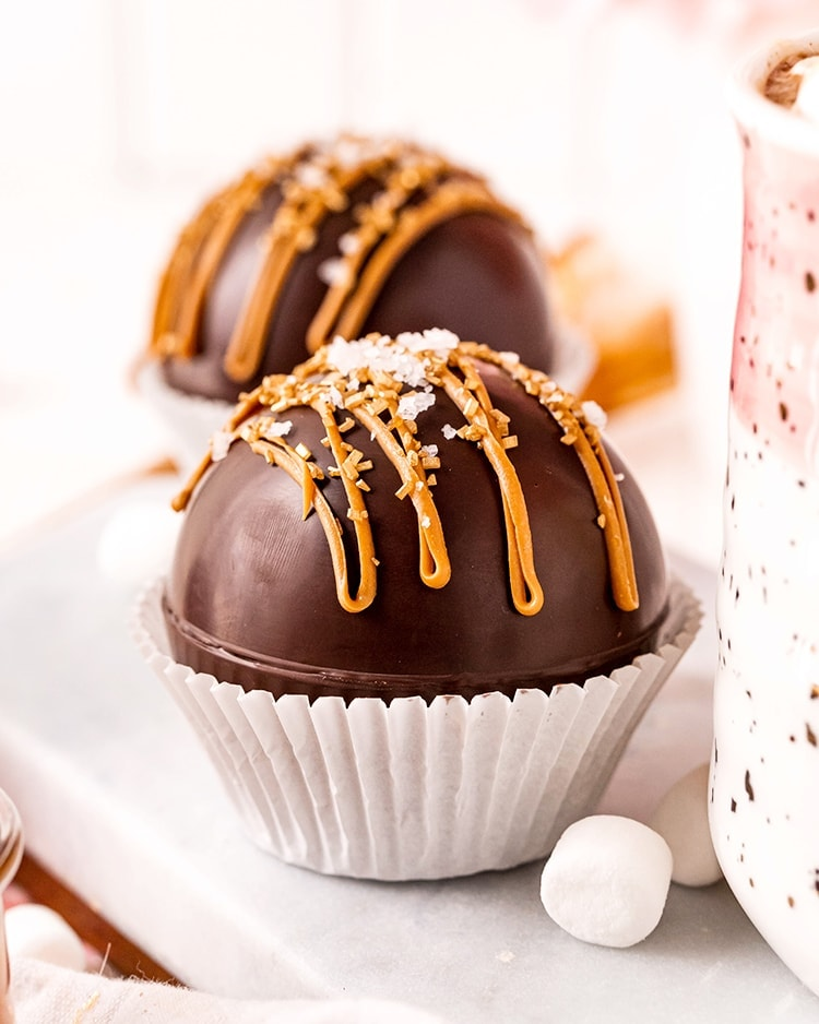 Salted Caramel Hot Chocolate Bombs