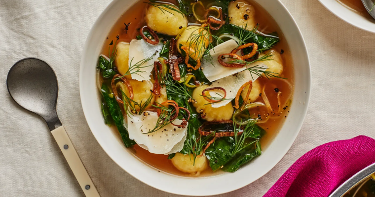 Gnocchi-Leek Soup With Greens
