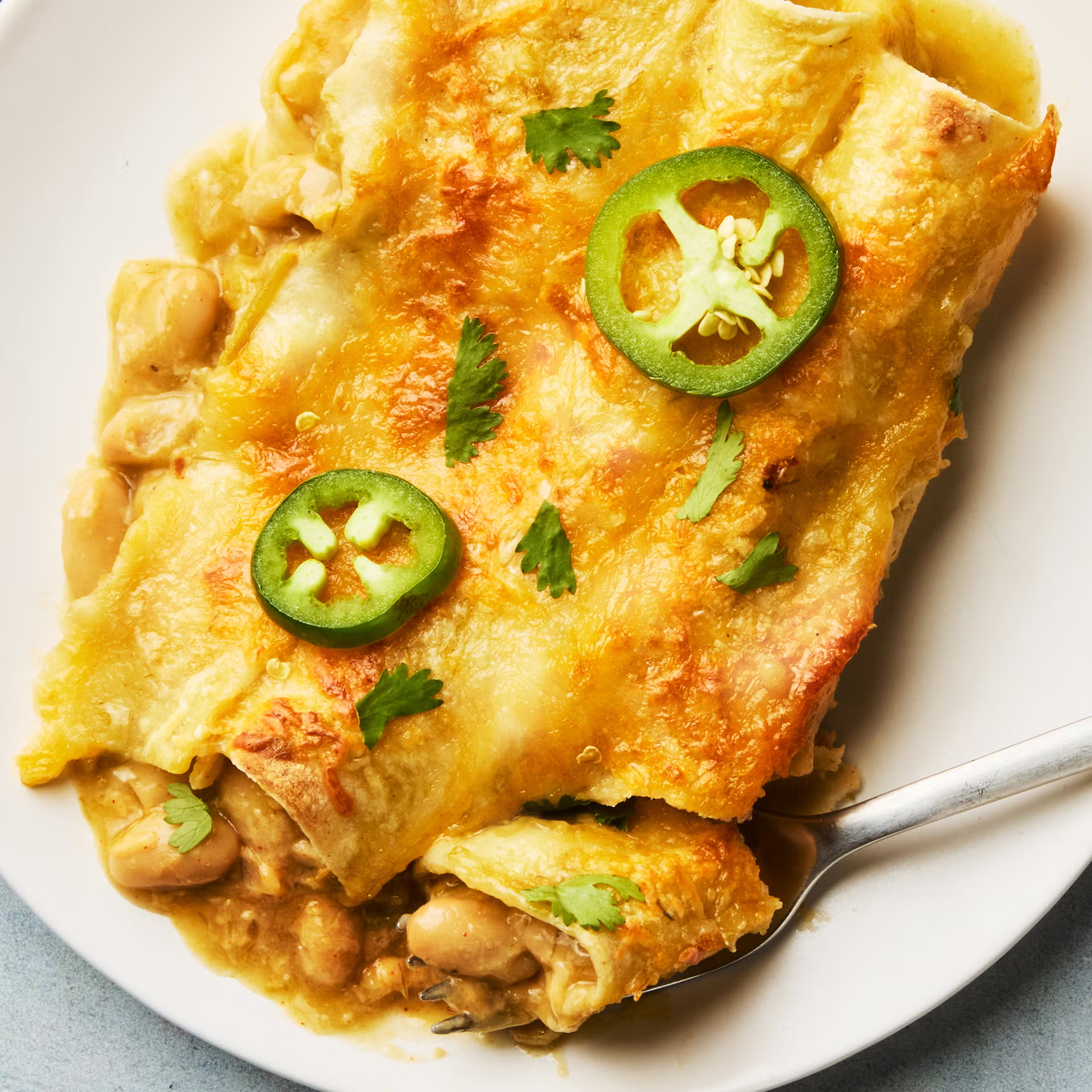 Green Chili White Bean Enchiladas