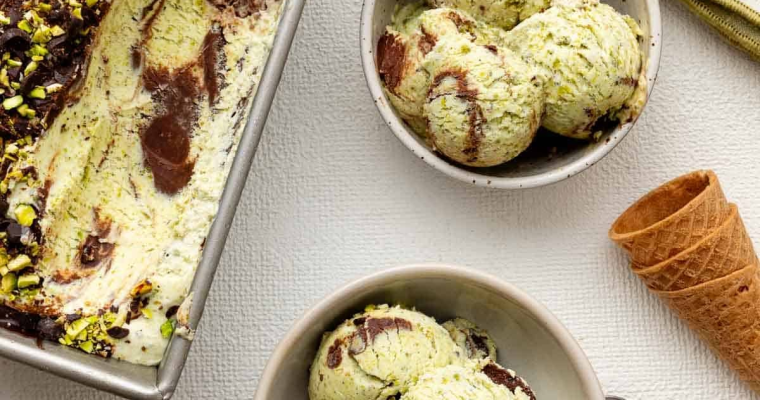Chocolate Swirl Pistachio Ice Cream